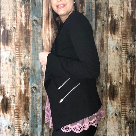 Black Blazer with Zipper Details - Shein - Picture 4 of 9